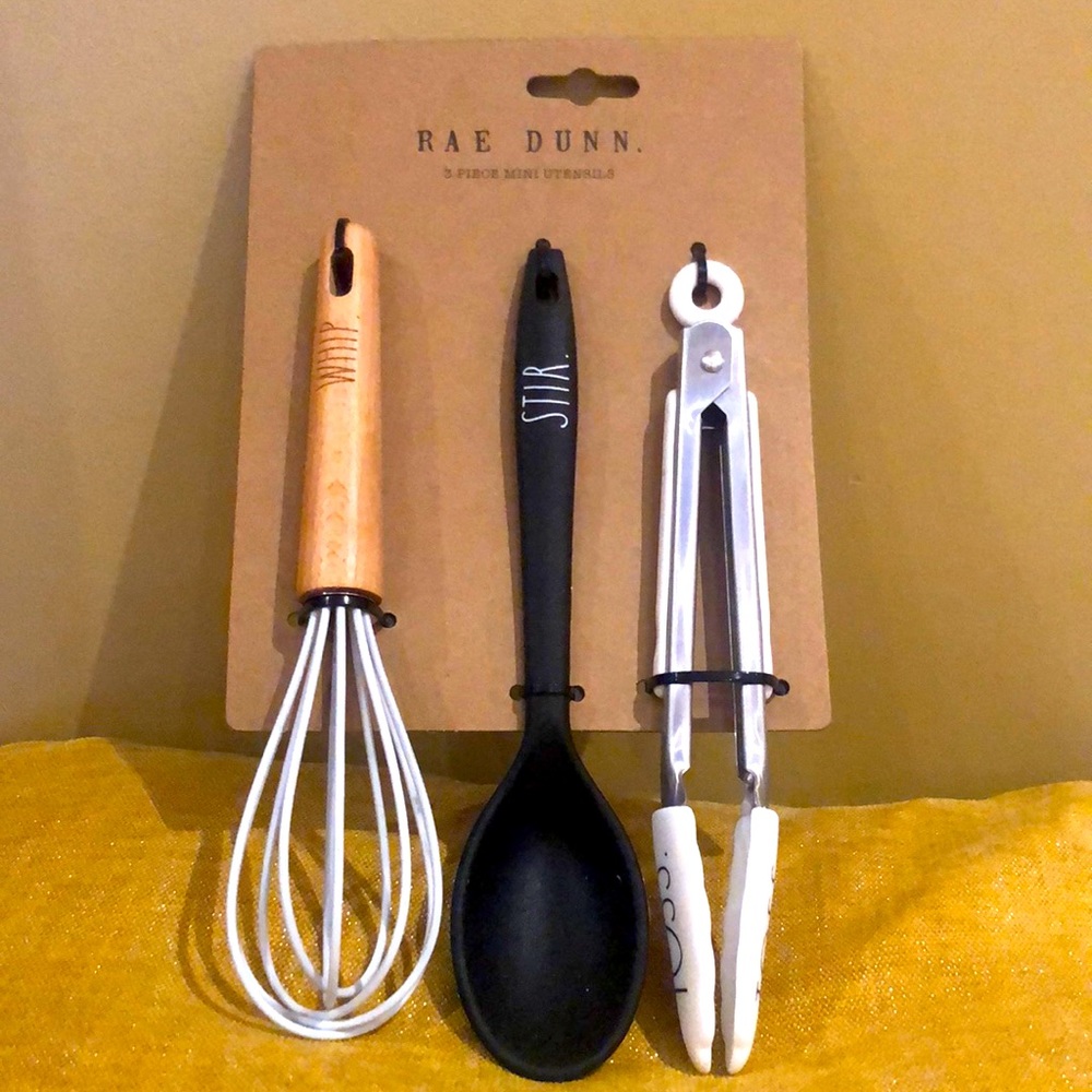 RAE DUNN " WHIP STIR TOSS" 3 PCS MINI UTENCILS